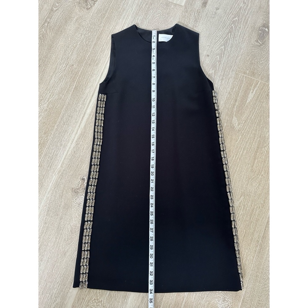Victoria Beckham black crepe shift dress with side crystal embellishments sz 0 - Picture 6 of 13